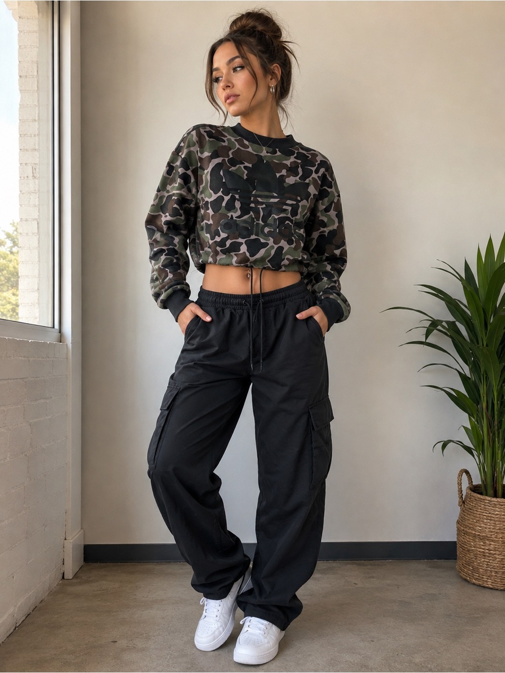 Adidas Camo Cropped Sweatshirt